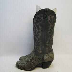 J CHISHOLM Womens Size 7 M Gray Leather Snake Skin Cowboy Western Boots